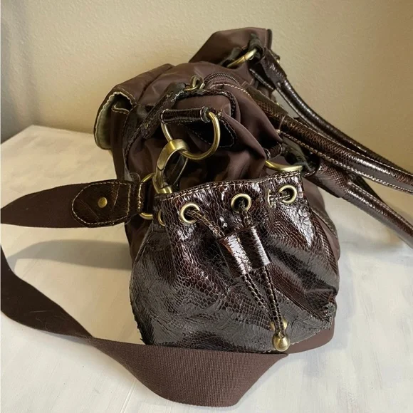 Sorksak Brown Purse with Faux Snakeskin Accents - Picture 3 of 8